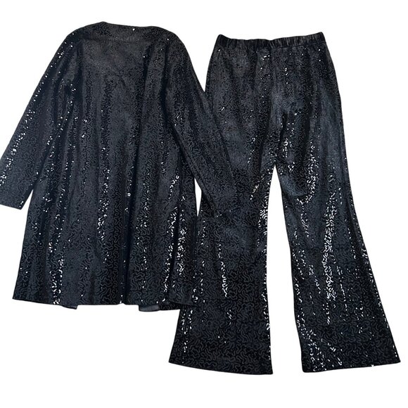 Soft Surroundings Womens Sz Small Black Sequin Jacket & Pants Set - Picture 7 of 14